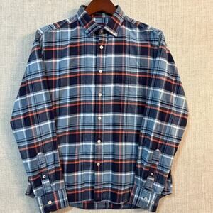 UNTUCKit Blue Plaid Flannel Shirt Mens Large Classic Fit 100 % Cotton Soft/Warm